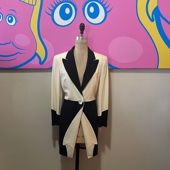 Moschino Couture Double Collar Tuxedo Jacket Ivory Black - Picture 1 of 16